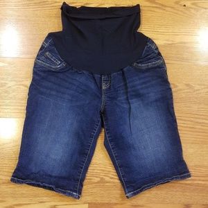 EUC Indigo Blue Maternity Jean Bermuda Shorts L